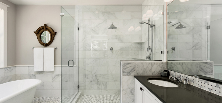 bathroom shower door installation in Northeast Edmonton